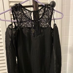 Black silk and lace pattern top